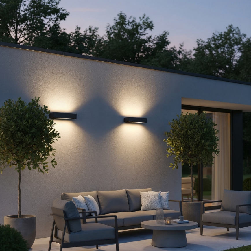 Ideal Lux - Vägglampa för utomhusbruk ANDROMEDA 2xE27/60W/230V IP55 antracit