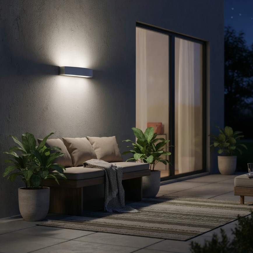 Ideal Lux - Vägglampa för utomhusbruk ANDROMEDA 2xE27/60W/230V IP55 grå