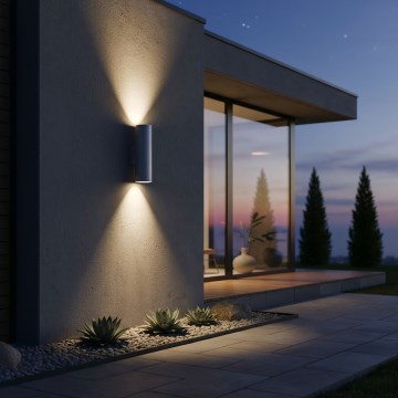 Ideal Lux - Vägglampa för utomhusbruk GUN 2xGU10/35W/230V IP44 antracit