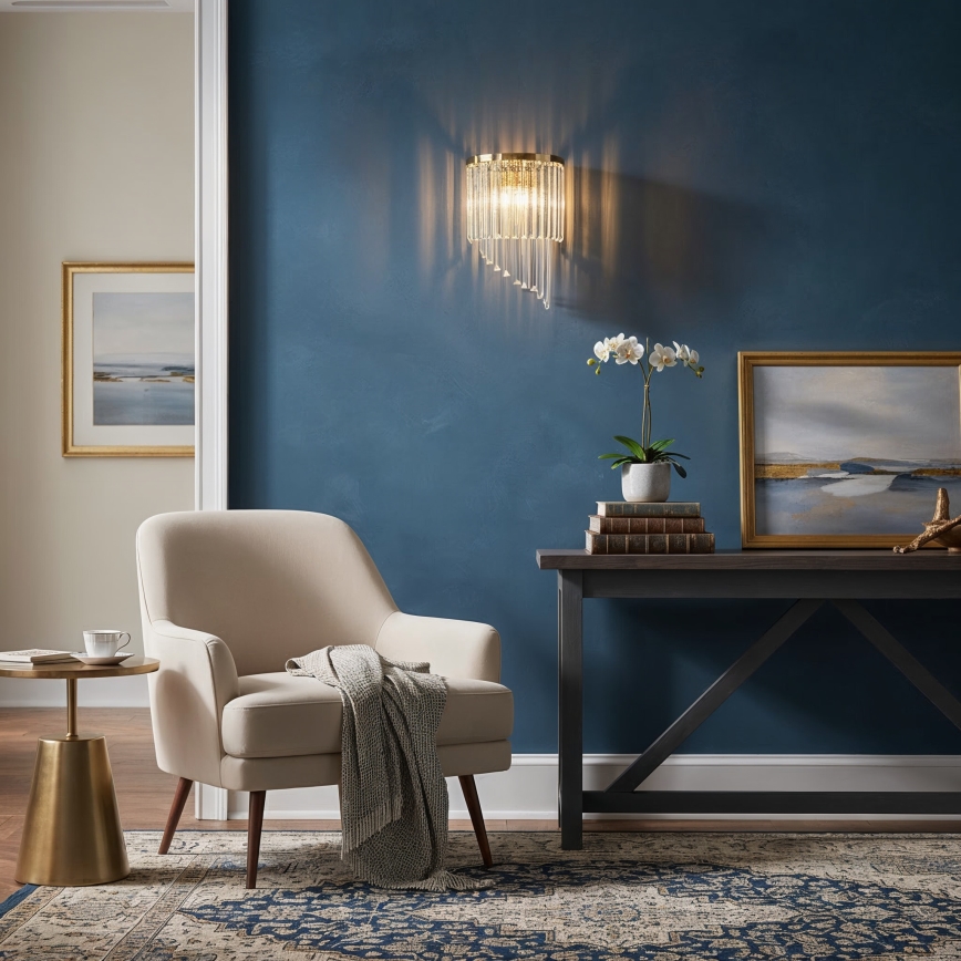 Ideal Lux - Vägglampa i kristall CARLTON 3xE14/40W/230V guld