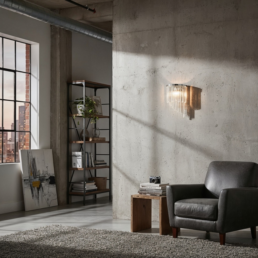 Ideal Lux - Vägglampa i kristall CARLTON 3xE14/40W/230V skinande krom