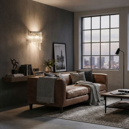 Ideal Lux - Vägglampa i kristall CARLTON 3xE14/40W/230V skinande krom