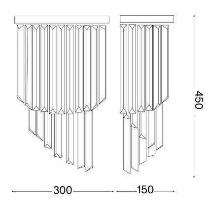 Ideal Lux - Vägglampa i kristall CARLTON 3xE14/40W/230V skinande krom