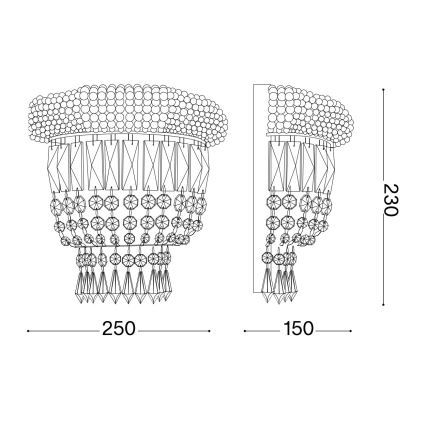 Ideal Lux - Vägglampa i kristall DUBAI 2xE14/28W/230V guld