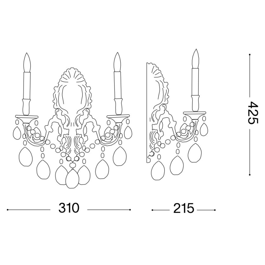 Ideal Lux - Vägglampa i kristall GIOCONDA 2xE14/40W/230V silver
