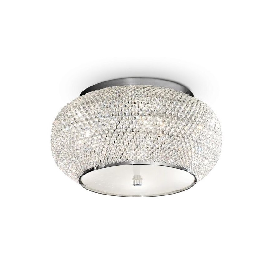 Ideal Lux - Vägglampa i kristall PASHA 6xE14/40W/230V diameter 40 cm skinande krom