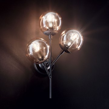 Ideal Lux - Vägglampa KEPLER 3xE27/42W/230V svart/rökig