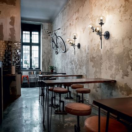 Ideal Lux - Vägglampa KEPLER 3xE27/42W/230V svart/rökig