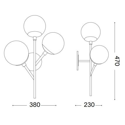 Ideal Lux - Vägglampa KEPLER 3xE27/42W/230V svart/rökig
