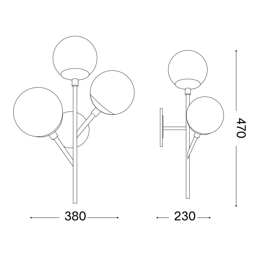Ideal Lux - Vägglampa KEPLER 3xE27/42W/230V svart/rökig