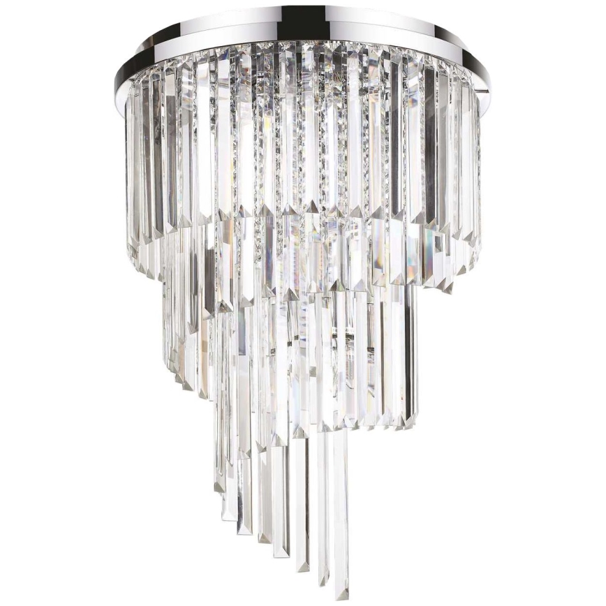 Ideal Lux - Ytmonterad kristallkrona CARLTON 12xE14/40W/230V diameter 50 cm skinande krom