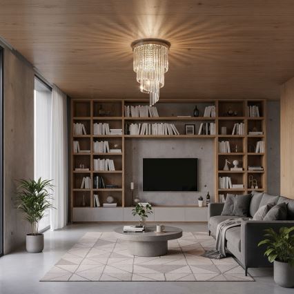 Ideal Lux - Ytmonterad kristallkrona CARLTON 8xE14/40W/230V diameter 40 cm skinande krom