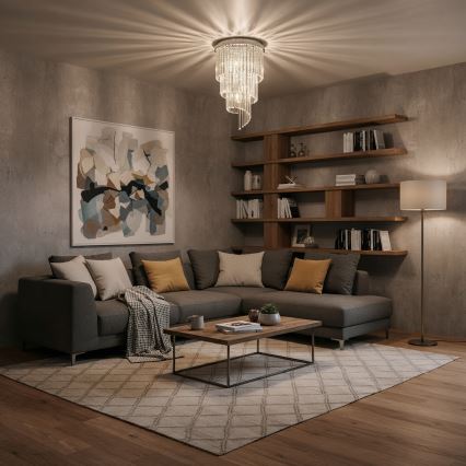 Ideal Lux - Ytmonterad kristallkrona CARLTON 8xE14/40W/230V diameter 40 cm skinande krom