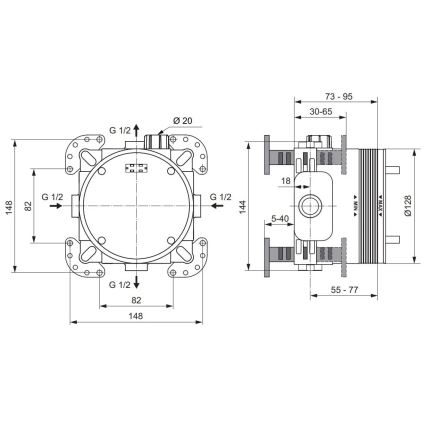 Ideal Standard A1000NU - Installationskropp för inbyggda blandare BUILT-IN blå