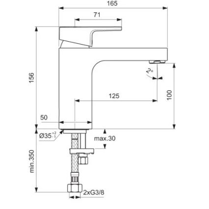 Ideal Standard A7105AA - Tvättställsblandare EDGE 15,6 cm, blank krom