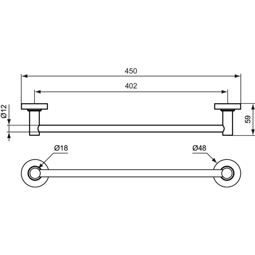 Ideal Standard A9117AA - Väggmonterad handdukshängare IOM 45 cm polerad krom