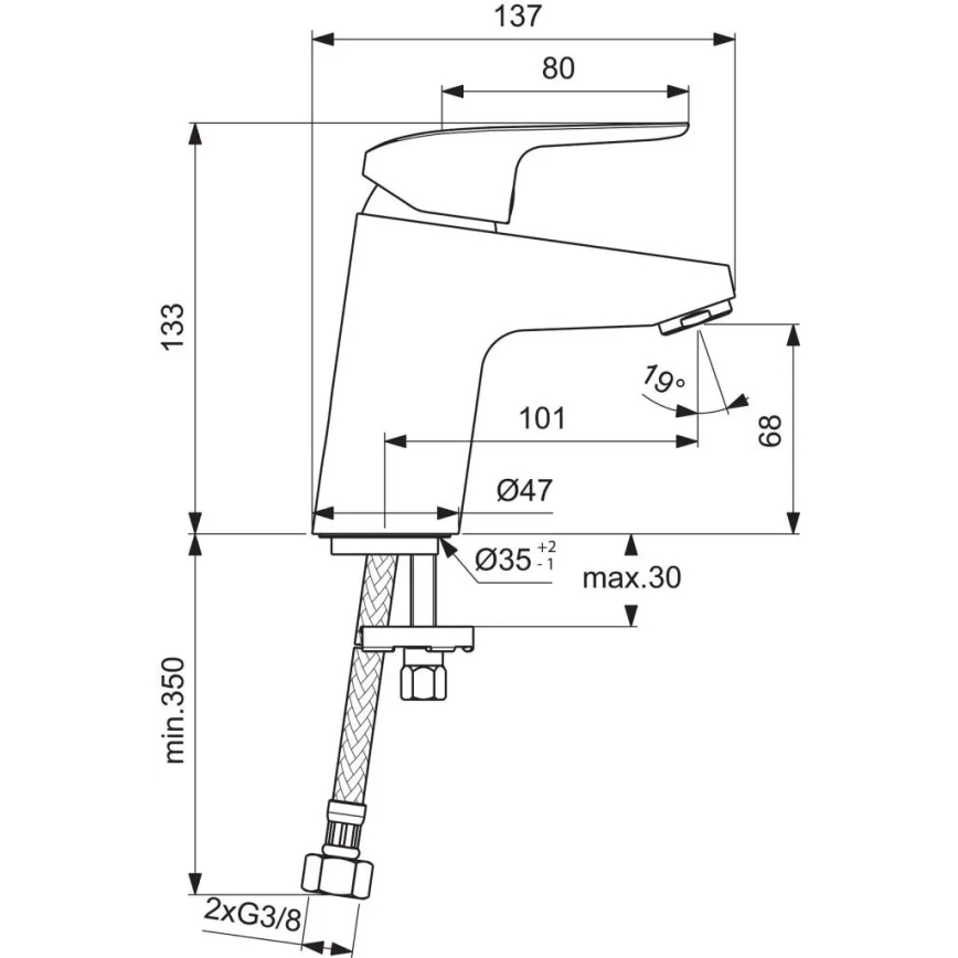 Ideal Standard B1710AA - Tvättställsblandare CERAFLEX 13,3 cm polerad krom