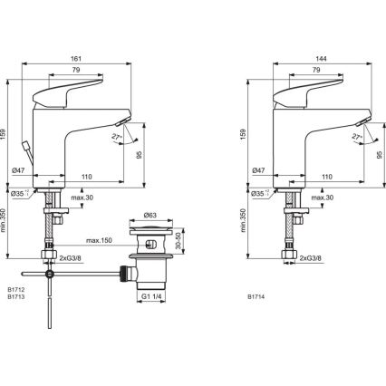 Ideal Standard B1713AA - Tvättställsblandare CERAFLEX 15,9 cm blank krom