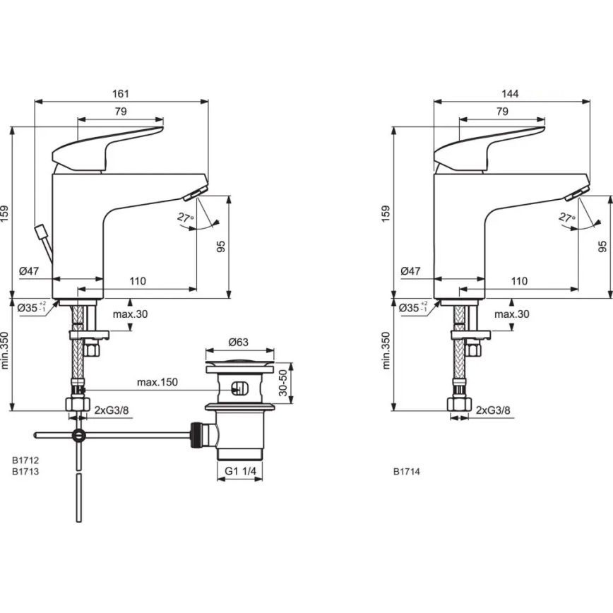 Ideal Standard B1713AA - Tvättställsblandare CERAFLEX 15,9 cm blank krom