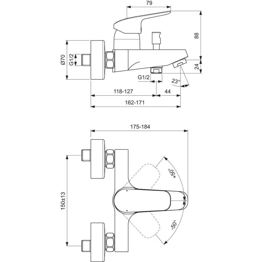 Ideal Standard B1721AA - CERAFLEX badkarsblandare, polerad krom