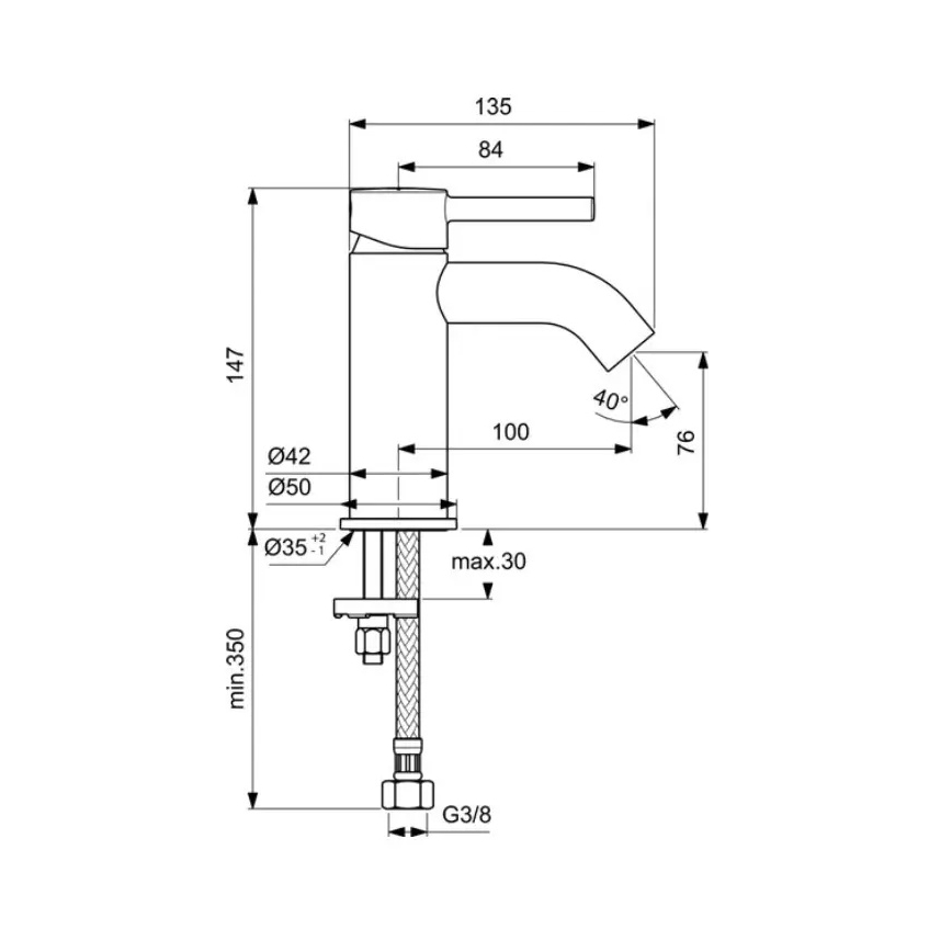 Ideal Standard BC268AA - Tvättställsblandare CERALINE 14,7 cm i blank krom