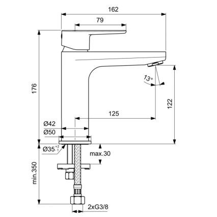 Ideal Standard BC554AA - Tvättställsblandare CERAFINE modell O 17,6 cm polerad krom