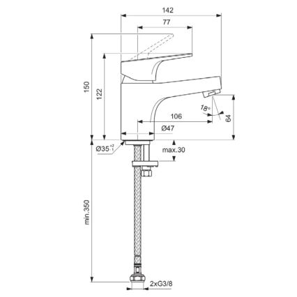 Ideal Standard BD391AA - CERABA tvättställsblandare 12,2 cm, polerad krom