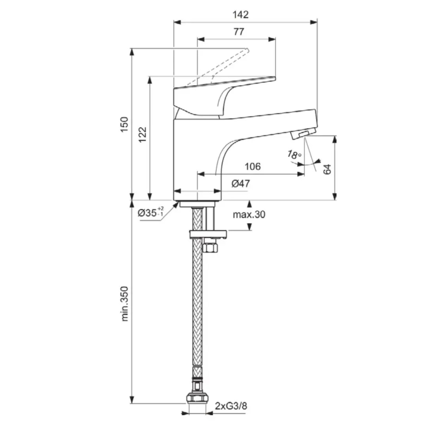 Ideal Standard BD391AA - CERABA tvättställsblandare 12,2 cm, polerad krom