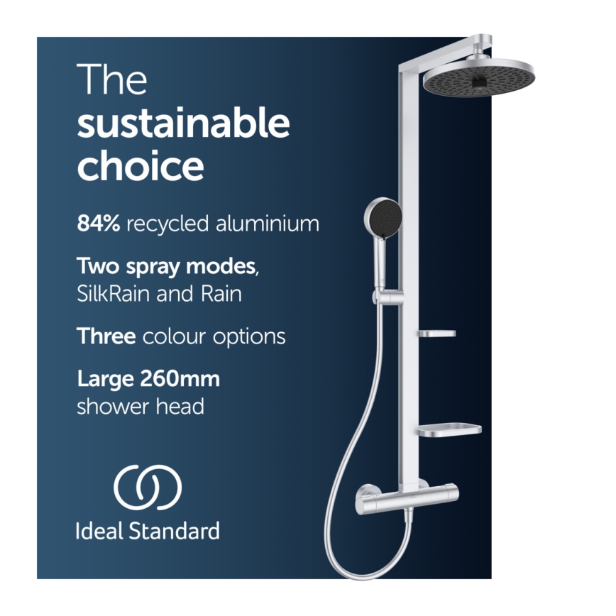 Ideal Standard BD583SI - Duschset med termostatblandare CERATHERM ALU+ i silver