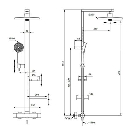Ideal Standard BD583XG - Duschset med CERATHERM ALU+ blandare, matt svart