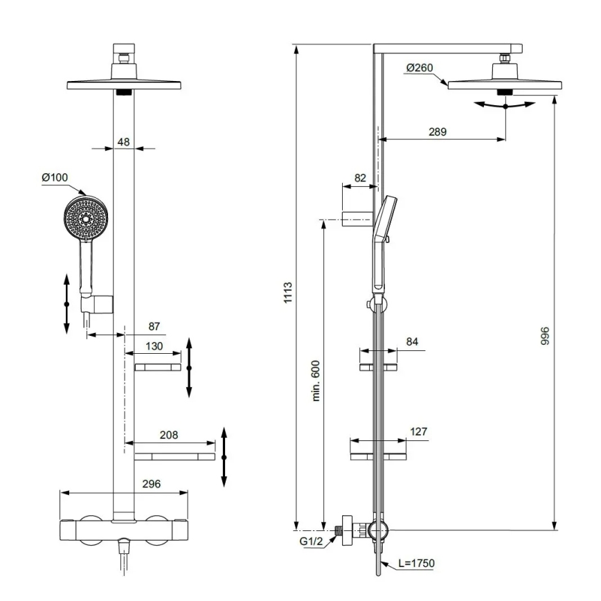 Ideal Standard BD583XG - Duschset med CERATHERM ALU+ blandare, matt svart