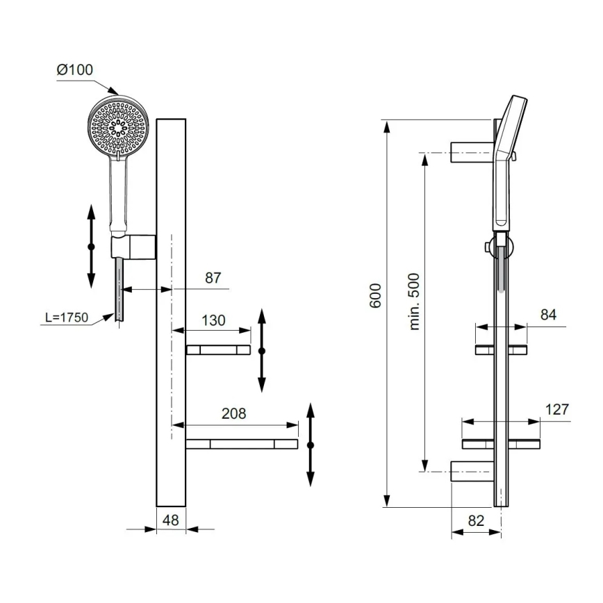 Ideal Standard BD586XG - Duschset IDEALRAIN ALU+ matt svart
