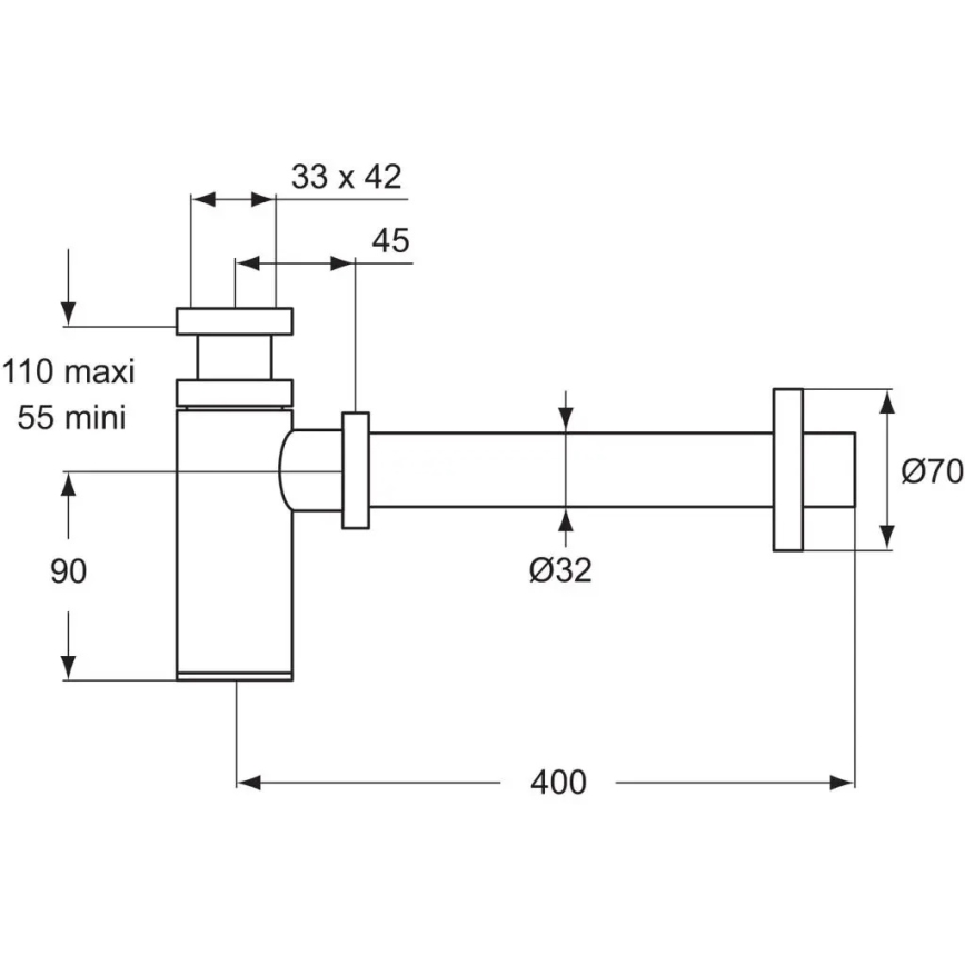 Ideal Standard D5859AA - Tvättställssifon mattkrom