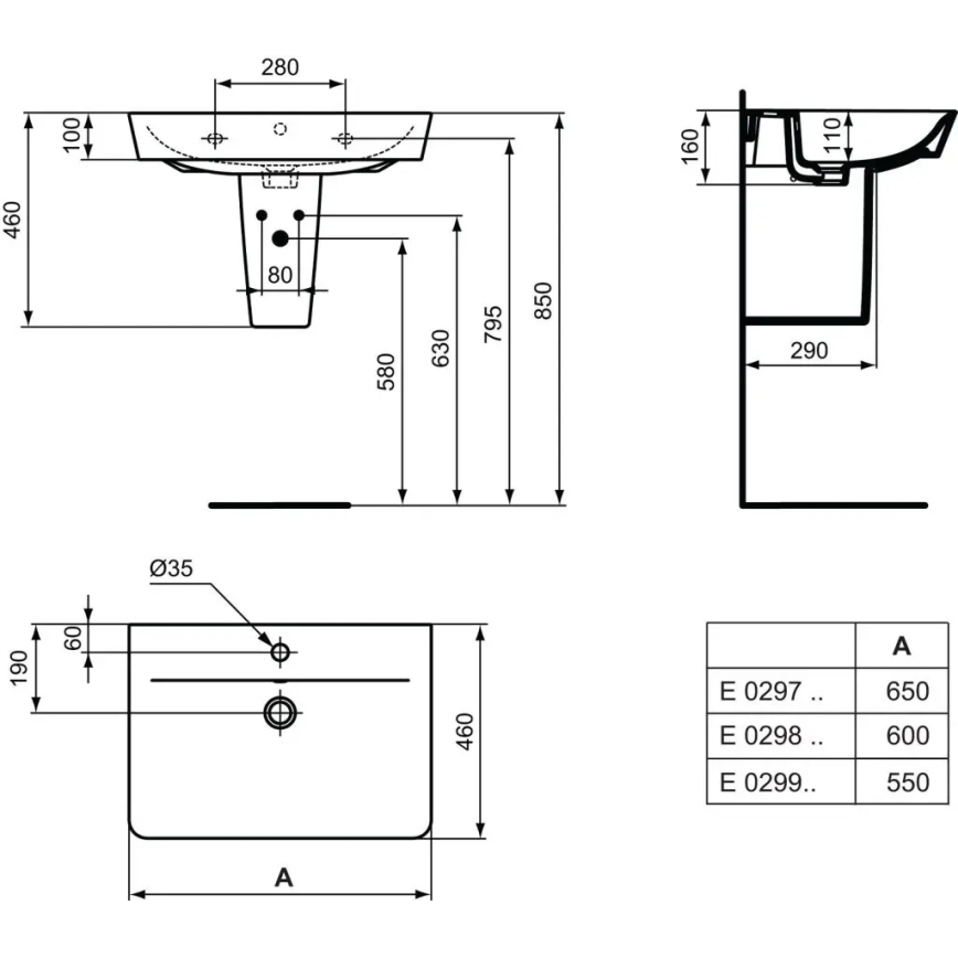 Ideal Standard E029901 - Vägghängt tvättställ CONNECT AIR 55x46 cm keramik/vit