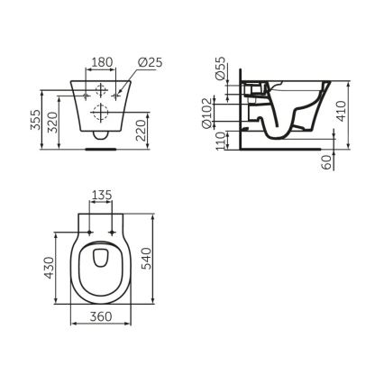 Ideal Standard E228801 - Vägghängd WC utan spolkant CONNECT AIR keramik/vit