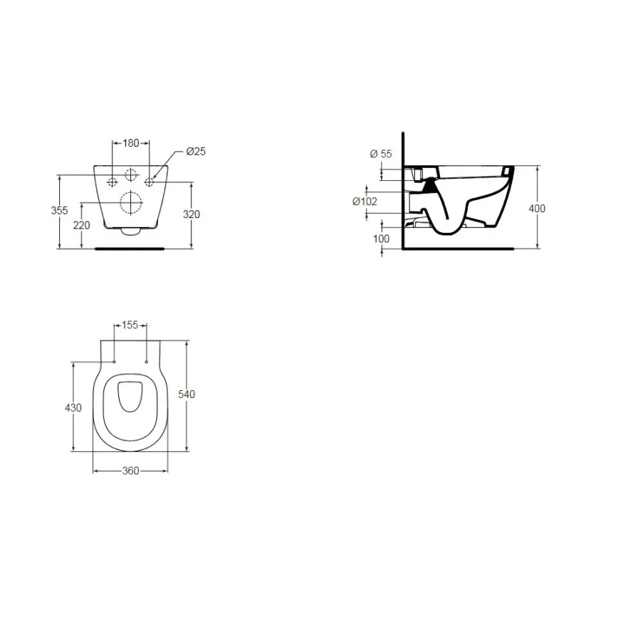 Ideal Standard E823201 – CONNECT vägghängt WC, keramik/vit