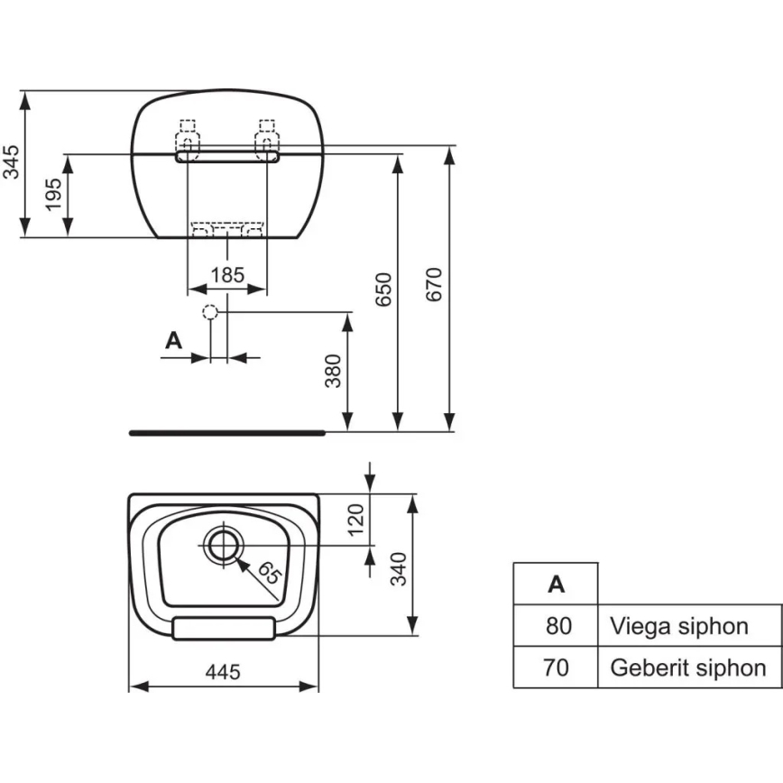 Ideal Standard R380601 - Väggmonterat tvättställ DOURO 44,5x34 cm keramik/vit