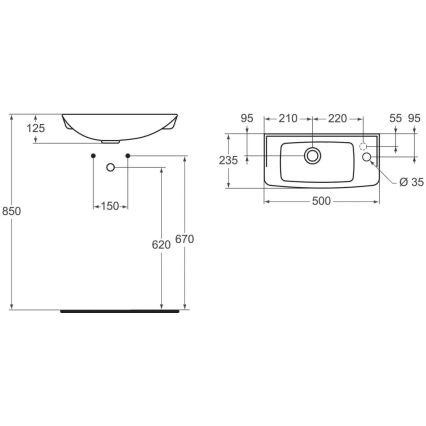 Ideal Standard R421901 - Vägghängt tvättställ EUROVIT 50 x 23,5 cm keramik/vit