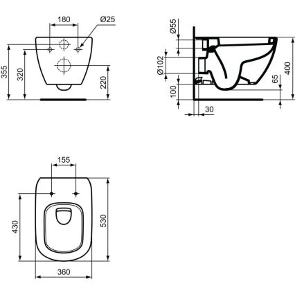 Ideal Standard T007801 - Vägghängd WC TESI keramik/vit