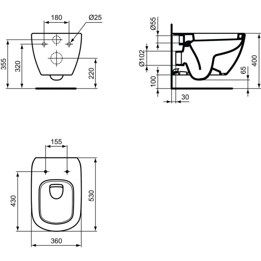 Ideal Standard T007801 - Vägghängd WC TESI keramik/vit