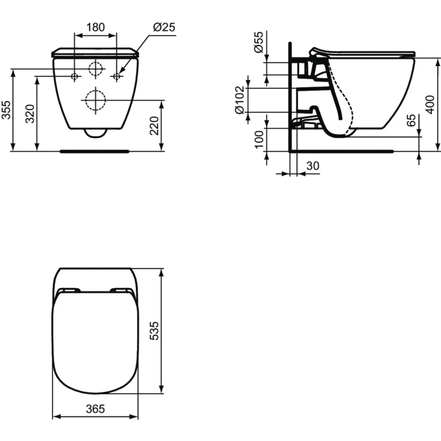 Ideal Standard T354601 - Vägghängd WC med SoftClose-sits TESI keramik/vit
