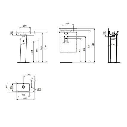 Ideal Standard T458601 -  Vägghängt tvättställ I.LIFE S 45x25 cm keramik/vit