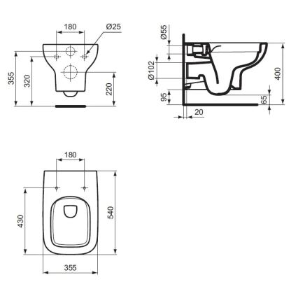 Ideal Standard T471701 - Vägghängd WC Rimless I.LIFE A keramik/vit