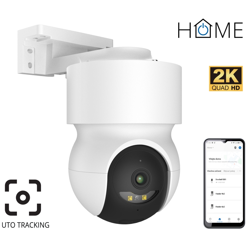 Smart utomhuskamera med rörelsesensor 2K 12V IP65 Wi-Fi vit