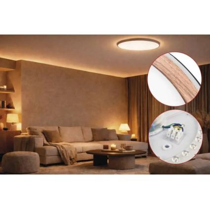 LED-dimbar taklampa ILVI LED/45W/230V 2700-6500K Ø 50 cm svart/beige + fjärrkontroll