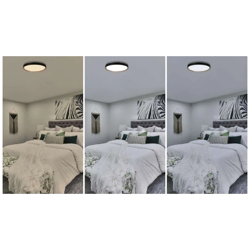 LED-dimbar taklampa ILVI LED/45W/230V 2700-6500K Ø 50 cm svart/beige + fjärrkontroll