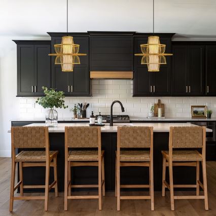 Ljuskrona med textilsladd PINCHOS 1xE27/40W/230V diameter 45 cm bambu