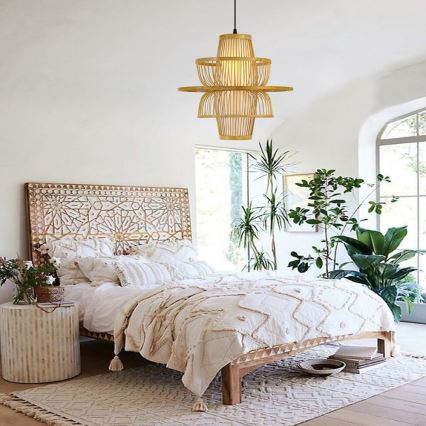 Ljuskrona med textilsladd PINCHOS 1xE27/40W/230V diameter 45 cm bambu