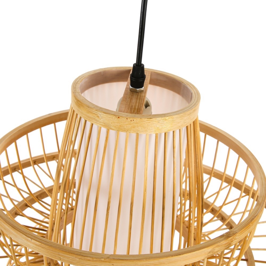 Ljuskrona med textilsladd PINCHOS 1xE27/40W/230V diameter 45 cm bambu