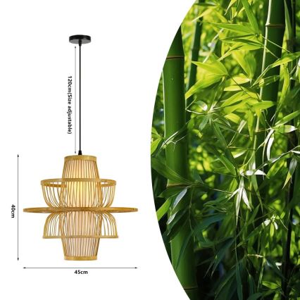 Ljuskrona med textilsladd PINCHOS 1xE27/40W/230V diameter 45 cm bambu